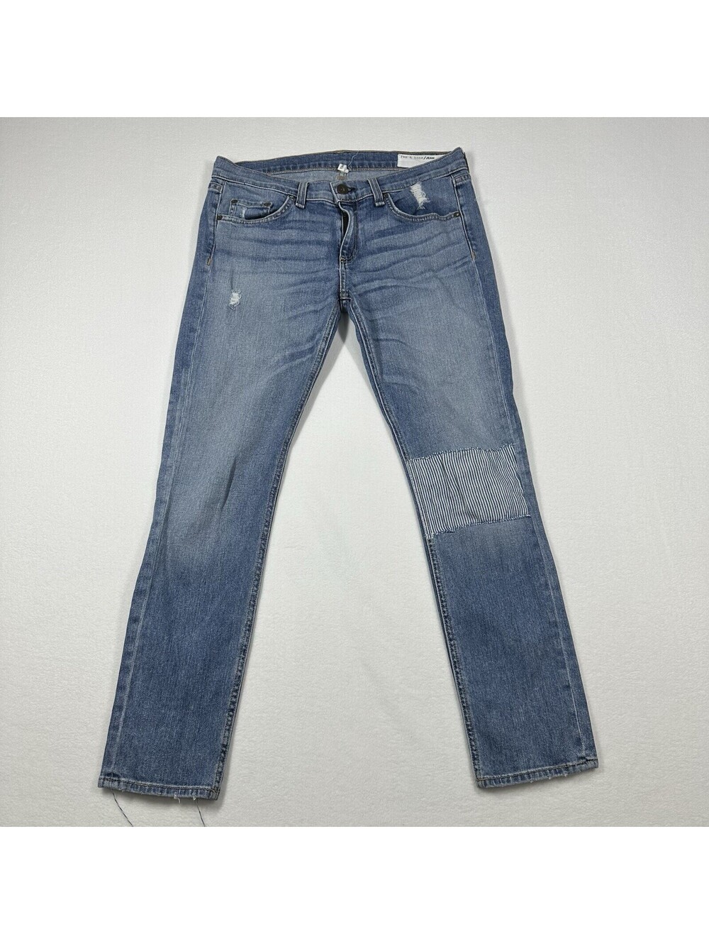 Rag & Bone Tomboy Patchwork Distressed Blue Jeans Women’s 27